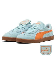 Puma Skórzane sneakersy "Club Azura SD" w kolorze turkusowo-pomarańczowym rozmiar: 40,5. Pomarańczowe trampki Puma, w ażurowe wzory, bez zapięcia. Za 194,95 zł.