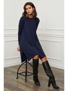 So Cachemire Sukienka "Elior" w kolorze granatowym rozmiar: S. Niebieskie sukienki So Cachemire, s, bez wzorów, z kaszmiru, bez kołnierzyka, bez ramiączek, midi. Za 216,45 zł.