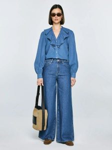 Koszula damska jeansowa niebieska Irina 392. Niebieskie koszule Big Star, l, bez wzorów, z bawełny, bez kołnierzyka, bez ramiączek. Za 249,99 zł.