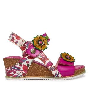 Sandały Laura Vita. Czerwone sandały LAURA VITA, bez wzorów, bez obcasa, na koturnie, bez zapięcia. Za 459,99 zł.