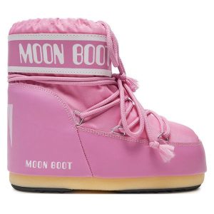 Śniegowce Moon Boot. Czerwone buty zimowe Moon Boot, bez obcasa, bez zapięcia. Za 759,99 zł.