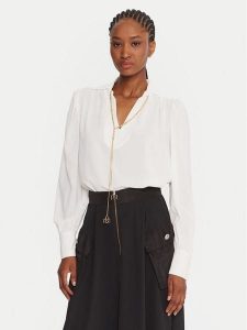 Rinascimento Bluzka CFC0125721003 Biały Regular Fit. Białe bluzki Rinascimento, xl, bez wzorów, z syntetyku, bez kołnierzyka, bez ramiączek. Za 379,99 zł.