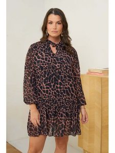 Curvy Lady Sukienka w kolorze czarno-jasnobrązowym rozmiar: 44/46. Brązowe sukienki Curvy Lady, na co dzień, bez wzorów, klasyczne, bez kołnierzyka, bez ramiączek, maxi, proste. Za 74,63 zł.