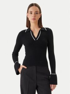 HUGO Sweter Samur 50554077 Czarny Slim Fit. Czarne swetry klasyczne Hugo, s, z wiskozy, bez kołnierzyka. Za 533,99 zł.