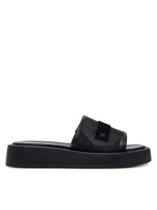 DKNY Klapki K2500541 Czarny. Czarne klapki DKNY, bez wzorów, z materiału, bez obcasa. Za 359,99 zł.