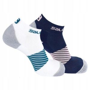 Skarpety damskie do biegania Salomon Speed zestaw 2 pary. Białe skarpetki Salomon, bez wzorów, z elastanu. Za 59,00 zł.