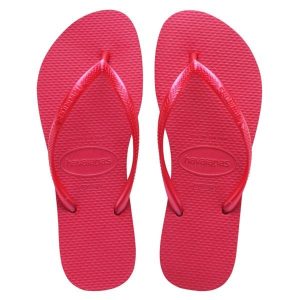 Japonki basenowe damskie Havaianas Pink Fever. Czerwone klapki Havaianas, bez wzorów, bez obcasa. Za 71,99 zł.