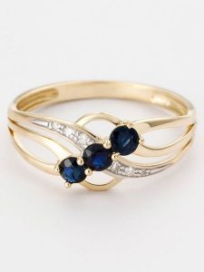 CARATELLI Złoty pierścionek "Lumière Céleste" z diamentami rozmiar: 54. Niebieskie pierścionki CARATELLI, z diamentem, złote. Za 854,55 zł.