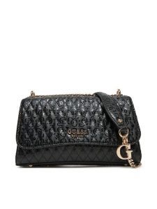 Guess Torebka HWGG96 26210 Czarny. Czarne torebki wieczorowe Guess, z aplikacjami, ze skóry, bez dodatków. Za 369,99 zł.