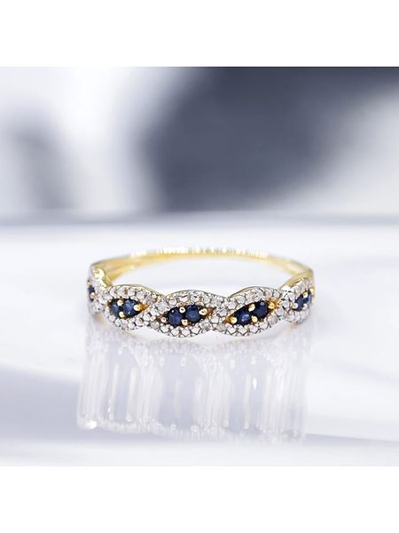 CARATELLI Złoty pierścionek "Saly" z diamentami i szafirami rozmiar: 58. Żółte pierścionki CARATELLI, z diamentem, złote. Za 1 112,23 zł.