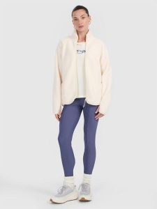 4F Legginsy z prążkowanej dzianiny damskie - granatowe XL. Niebieskie legginsy 4f, bez wzorów, z dzianiny, z podwyższonym stanem. Za 129,99 zł.