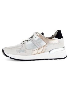 Gabor Skórzane sneakersy w kolorze srebrno-szaro-beżowym rozmiar: 38,5. Brązowe trampki Gabor, bez wzorów, bez zapięcia. Za 211,31 zł.