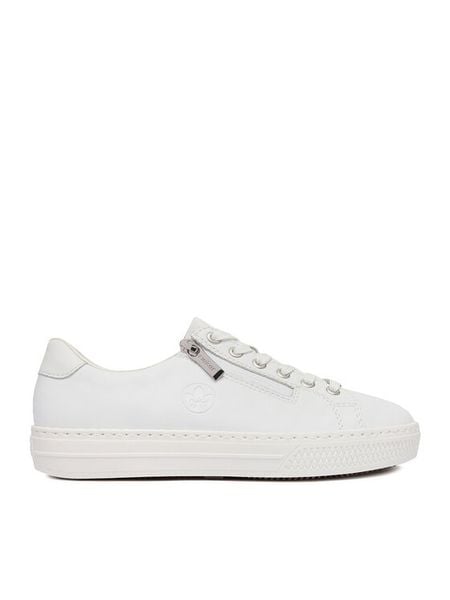 Rieker Tenisówki L59L1-83 Biały. Białe trampki Rieker, bez wzorów, ze skóry, bez zapięcia. Za 359,99 zł.