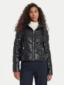 Morgan Kurtka zimowa 242-GSOL Czarny Regular Fit. Czarne kurtki Morgan, na zimę, bez wzorów, ze skóry, bez kaptura. Za 339,99 zł.