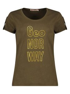 Geographical Norway Koszulka "Joloua" w kolorze khaki rozmiar: L. Brązowe bluzki Geographical Norway, l, bez wzorów, bez kołnierzyka, bez ramiączek. Za 61,46 zł.