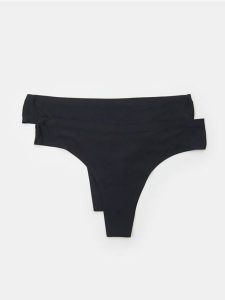 Majtki stringi 2 pack - czarny. Czarne stringi Sinsay, bez wzorów. Za 12,99 zł.