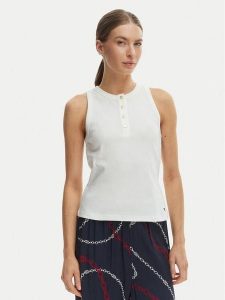 Tommy Hilfiger Top WW0WW49251 Écru Slim Fit. Białe topy TOMMY HILFIGER, xl, bez wzorów, z bawełny, bez kołnierzyka, bez ramiączek. Za 198,99 zł.