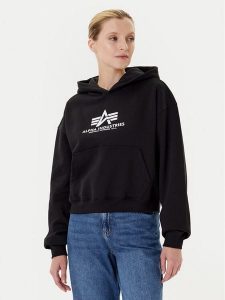 Alpha Industries Bluza Basic 258040 Czarny Regular Fit. Czarne bluzy Alpha Industries, xs, bez wzorów, z bawełny, bez kaptura. Za 239,99 zł.