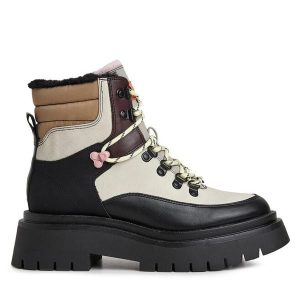 Trzewiki Pepe Jeans. Brązowe botki Pepe Jeans, bez wzorów, z jeansu, bez obcasa, na płaskiej podeszwie, bez zapięcia. Za 579,99 zł.