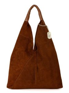 Anna Morellini Skórzany shopper bag "Eleonora" w kolorze jasnobrązowym - 40 x 31 x 2 cm rozmiar: onesize. Brązowe shopper bag Anna Morellini, bez wzorów, z materiału, na ramię, bez dodatków. Za 248,58 zł.