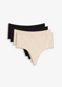 Figi maxi z miękkiej bawełny (4 pary). Czarne figi bonprix, bez wzorów, z bawełny. Za 67,99 zł.