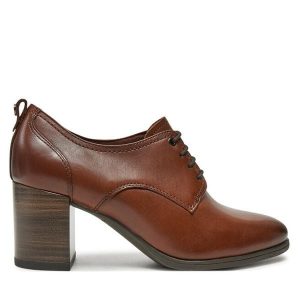 Półbuty Tamaris. Brązowe czółenka Tamaris, bez wzorów, bez obcasa, na obcasie, bez zapięcia. Za 319,99 zł.