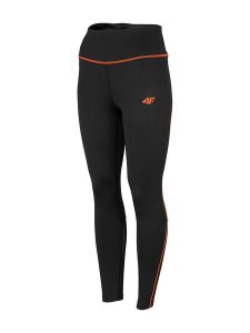 4F Legginsy funkcyjne w kolorze czarno-pomarańczowym rozmiar: S. Czarne legginsy 4f, s, bez wzorów, z materiału, z podwyższonym stanem, outdoorowe. Za 61,02 zł.