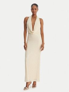 Bardot Sukienka wieczorowa Nola 59814DB2 Beżowy Slim Fit. Brązowe sukienki Bardot, bez wzorów, z syntetyku, wizytowe, bez kołnierzyka, bez ramiączek. Za 658,99 zł.