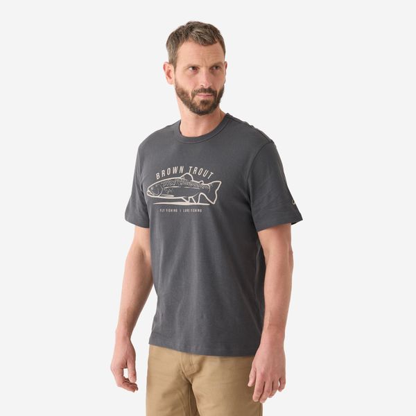 Koszulka z krótkim rękawem pstrąg. Szare bluzki CAPERLAN, l, bez wzorów, z bawełny, sportowe, bez kołnierzyka, bez ramiączek. Za 49,99 zł.