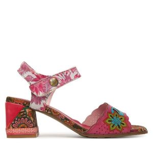 Sandały Laura Vita. Czerwone sandały LAURA VITA, bez wzorów, bez obcasa, na słupku, bez zapięcia. Za 389,99 zł.