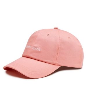 Czapka z daszkiem Tommy Jeans. Czerwone czapki Tommy Jeans, bez wzorów, z jeansu. Za 79,99 zł.
