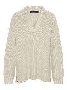 Vero Moda Sweter "Luna" w kolorze beżowym rozmiar: XS. Brązowe swetry oversize Vero Moda, xs, bez wzorów, ze splotem, bez ramiączek. Za 48,39 zł.