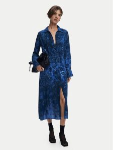 Desigual Sukienka koszulowa Licuado 25WWVW23 Niebieski Regular Fit. Niebieskie sukienki Desigual, m, bez wzorów, z wiskozy, bez kołnierzyka, bez ramiączek, koszulowe. Za 579,99 zł.