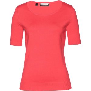 Sweter, krótki rękaw bonprix koralowy. Swetry klasyczne marki bonprix. Za 44,99 zł.