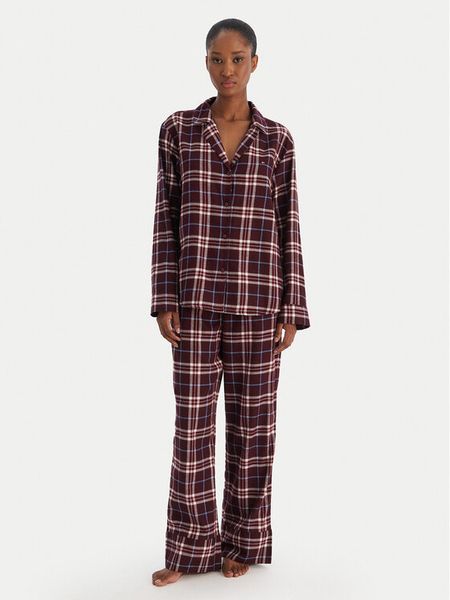 Tommy Hilfiger Piżama UW0UW06158 Bordowy Regular Fit. Czerwone piżamy TOMMY HILFIGER, bez wzorów, z syntetyku, bez ramiączek. Za 429,99 zł.
