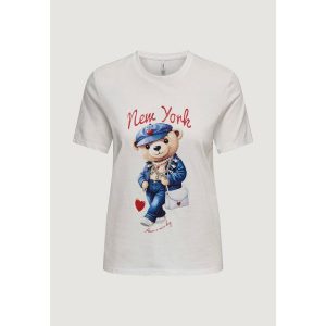 Koszulka crop top Kobieta ONLY Onlmaeve Life S/S Reg Tee Cs Jrs. Białe topy ONLY, s, bez wzorów, z bawełny, bez kołnierzyka, bez ramiączek. Za 154,20 zł.