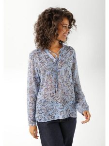 Aniston Bluzka w kolorze błękitnym rozmiar: 46. Niebieskie bluzki Aniston, bez wzorów, bez kołnierzyka, bez ramiączek. Za 65,38 zł.