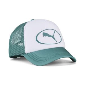 Czapka typu trucker Essentials PUMA. Białe czapki Puma, bez wzorów, eleganckie. Za 89,00 zł.