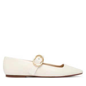 Baleriny Calvin Klein. Białe balerinki Calvin Klein, bez wzorów, bez obcasa, bez zapięcia. Za 489,99 zł.