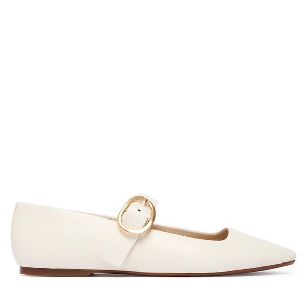 Baleriny Calvin Klein. Białe balerinki Calvin Klein, bez wzorów, bez obcasa, bez zapięcia. Za 489,99 zł.