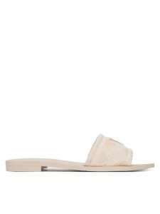 Guess Klapki FLJELS FAL03 Kremowy. Białe klapki Guess, z aplikacjami, z materiału, bez obcasa. Za 329,99 zł.