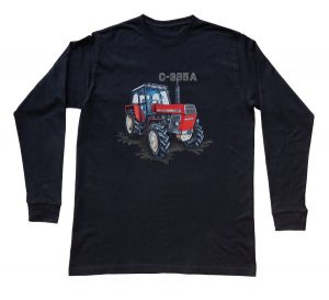 Ursus C-385A — bluzka z długim rękawem (Rozmiar: S (dorosła); Kolor koszulki: czarny; Rodzaj nadruku: Ursus C-385A). Czarne bluzki nikiniki, m, bez wzorów, z bawełny, biznesowe, bez kołnierzyka, bez ramiączek. Za 99,00 zł.