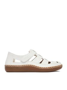 Rieker Półbuty CEO-N2453-80 Biały. Białe półbuty Rieker, bez wzorów, ze skóry, bez obcasa, na płaskiej podeszwie, bez zapięcia. Za 349,99 zł.