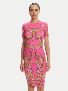 Versace Jeans Couture Sukienka codzienna 78HAO9P9 Różowy Slim Fit. Czerwone sukienki Versace Jeans Couture, na co dzień, xs, bez wzorów, z bawełny, bez kołnierzyka, bez ramiączek, proste. Za 639,99 zł.