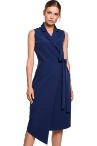 Sukienka marynarka na lato bez rękawów asymetryczna żakietowa granat. Marynarki i żakiety Sukienki.shop, do pracy, na lato, xl, bez wzorów, biznesowe, z asymetrycznym kołnierzem, bez ramiączek, asymetryczne. W wyprzedaży za 160,00 zł.