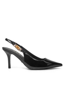 Guess Szpilki FLPNAS PAF05 Czarny. Czarne sandały Guess, z aplikacjami, ze skóry, bez obcasa. Za 359,99 zł.