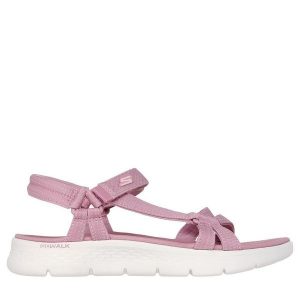 Sandały damskie SKECHERS Go Walk Flex Sandal Sublime. Fioletowe sandały Skechers, bez wzorów, bez obcasa, bez zapięcia. Za 219,99 zł.