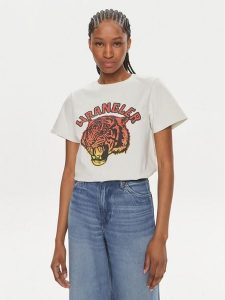 Wrangler T-Shirt 112350282 Biały Regular Fit. Białe t-shirty Wrangler, s, bez wzorów, z bawełny, bez kołnierzyka, bez ramiączek. Za 129,99 zł.
