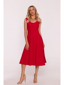Stylove Sukienka w kolorze czerwonym rozmiar: XL. Czerwone sukienki Stylove, xl, bez wzorów, bez kołnierzyka, bez ramiączek, midi. Za 249,99 zł.