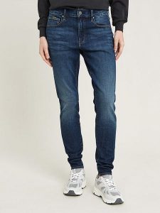 G-Star Dżinsy - Skinny fit - w kolorze granatowym rozmiar: W29/L32. Niebieskie jeansy G-Star, z aplikacjami, ze skóry. Za 298,67 zł.